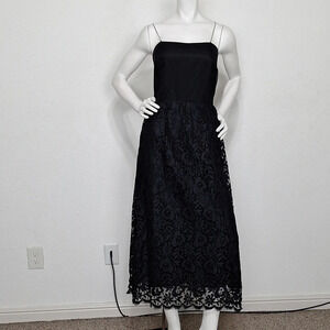 Miss Elliette Black Floral Lace Romantic Witchy Vintage Maxi Dress Size 8